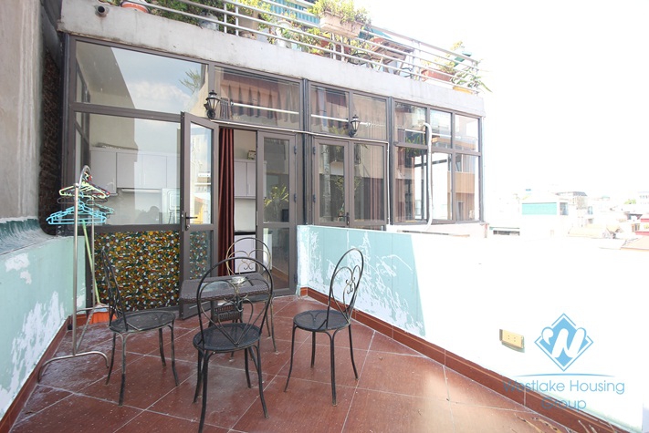 One bedroom apartment with big balcony for rent in Yen Phu, Tay Ho, Ha Noi